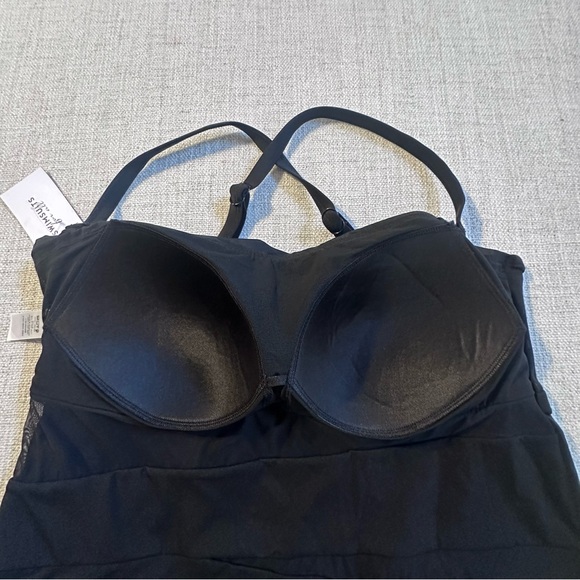 SWIMSUITS FOR ALL Black Mesh Wrap Bandeau Tankini Top Poolside Glamour Plus 20 - Picture 8 of 16